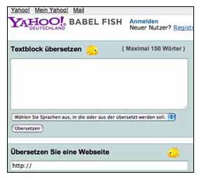 Yahoo Babel Fish Textuebersetzer Babel Fisch Translate Translation