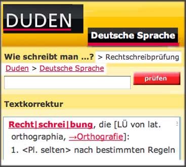 DUDEN RechtschreibprŸfung auf DUDEN.DE Deutsche Sprache Rechtsschreibung