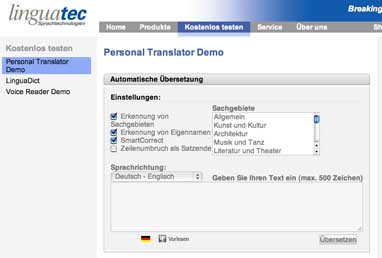 LINGUATEC PERSONAL TRANSLATOR ONLINE