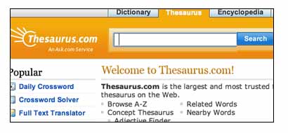 thesaurus online Reference.com Synonyme